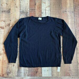 Wrap London Women's Size 10 Black Crewneck Pullover Knit Baby Alpaca Sweater